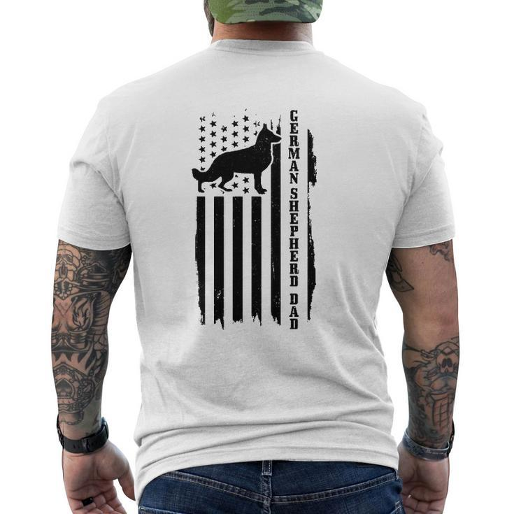 Mens German Shepherd Dad Vintage American Flag Patriotic Dog Mens Back Print T-shirt
