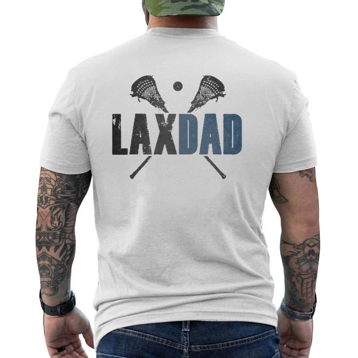 Mens Lax Dad Lacrosse Player Father Parent Coach Vintage Mens Back Print T-shirt