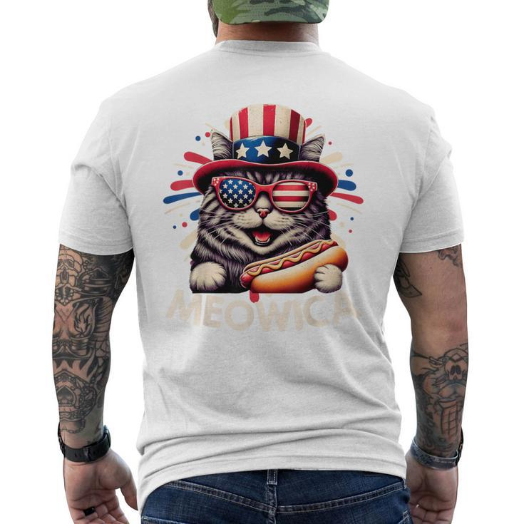 Meowica 4Th Of July Patriotic Cat American Flag 4Th Of July Men's T-shirt Back Print