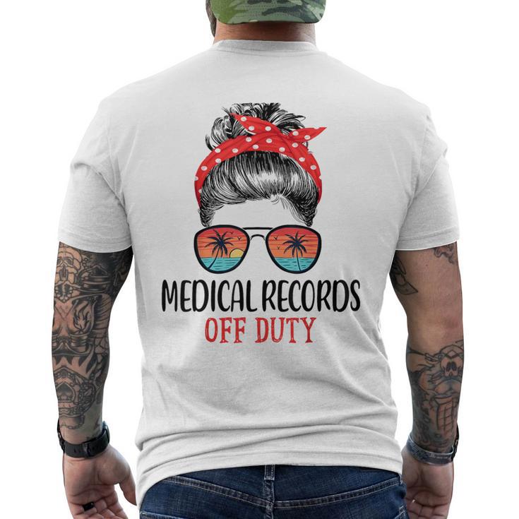 Messy Bun Medical Records Off Duty Sunglasses Beach Sunset Men's T-shirt Back Print