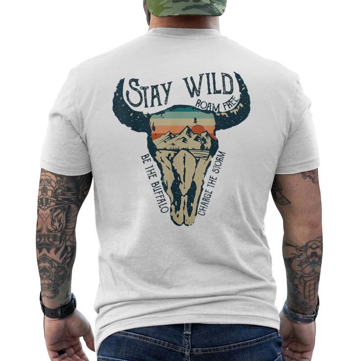 Midwest Stay Wild Roam Free Skull Cow Men's T-shirt Back Print