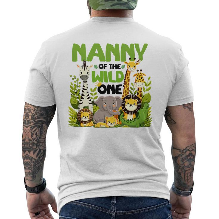Nanny Of The Wild One Birthday 1St Safari Jungle Family Men's T-shirt Back Print
