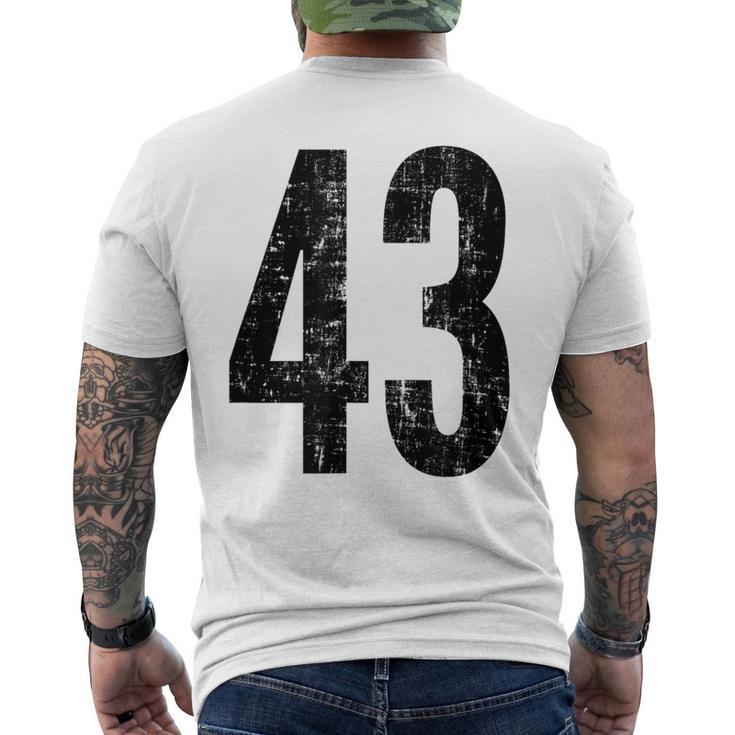 Number 43 Distressed Vintage Sport Team Practice Training Men's T-shirt Back Print