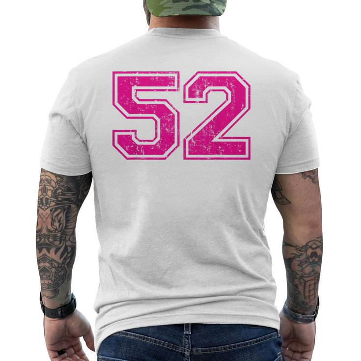Number 52 Varsity Distressed Vintage Sport Team Player's Men's T-shirt Back Print