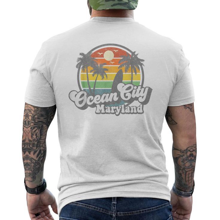 Ocean City Maryland Beach Vacation Retro Surfing Summer Men's T-shirt Back Print