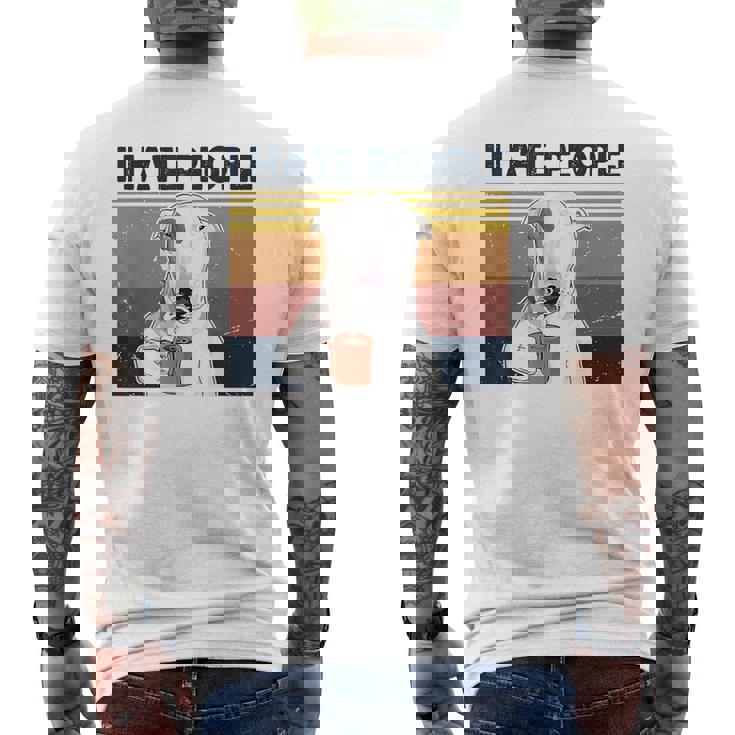 Odio A La Gente Bull Terrier Odio Retrointage Camiseta Hombre Estampado Espalda