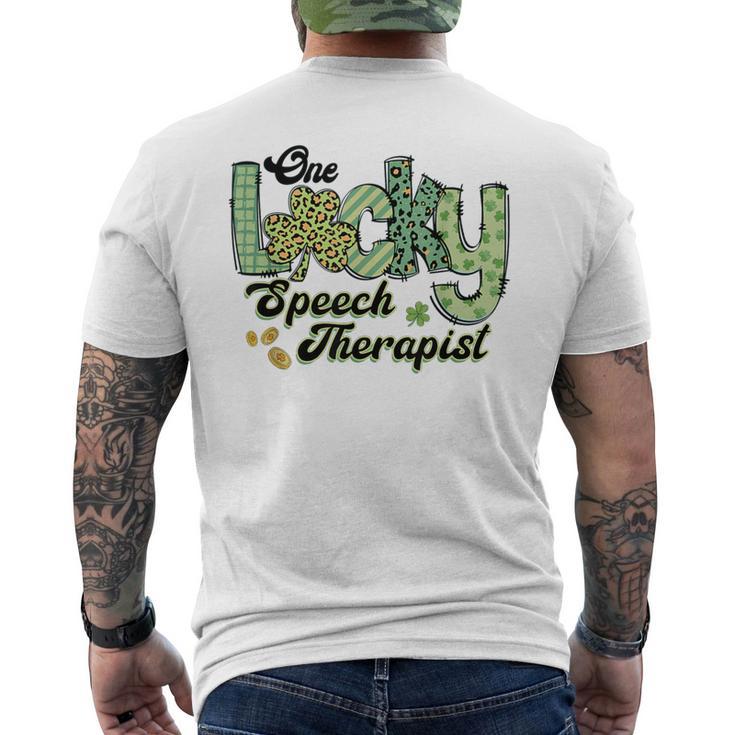 One Lucky Speech Therapist St Patrick Language Pathology Slp Men's T-shirt Back Print