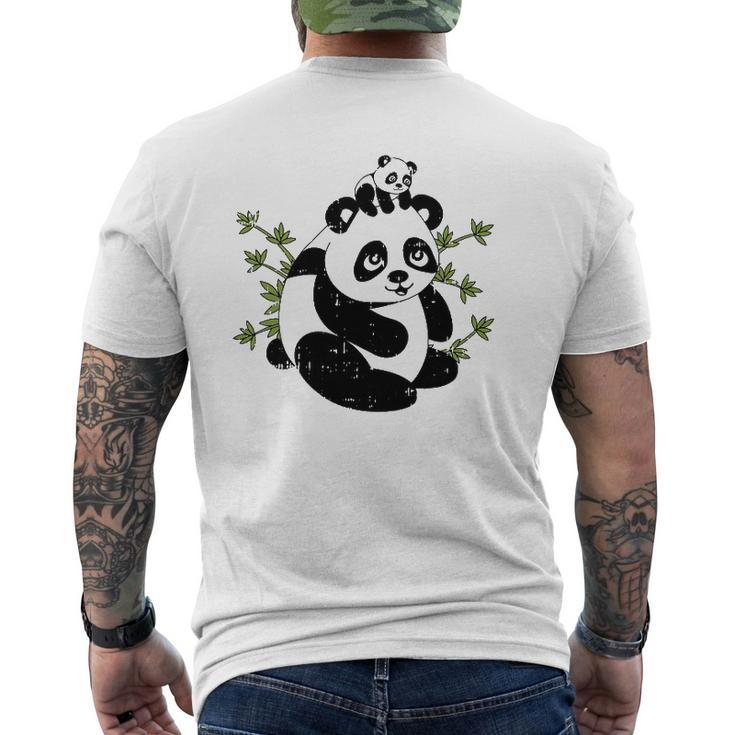 Papa Bear Panda Dad Baby Daddy Tee Cute Father's Day Mens Back Print T-shirt