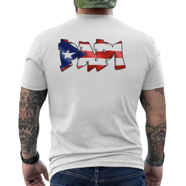 Papi Puerto Rican Flag Pr Pride Father Dad Boricua Mens Back Print T-shirt
