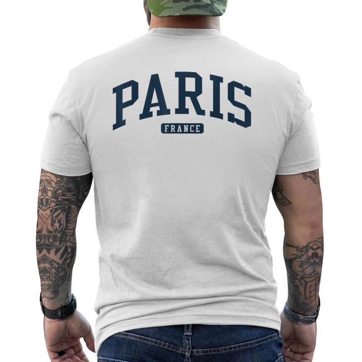 Paris France College University Style Navy Men's T-shirt Back Print