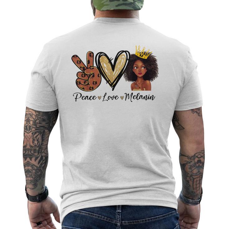 Peace Love Melanin Sugar Afro Black Brown Girls Pride Men's T-shirt Back Print