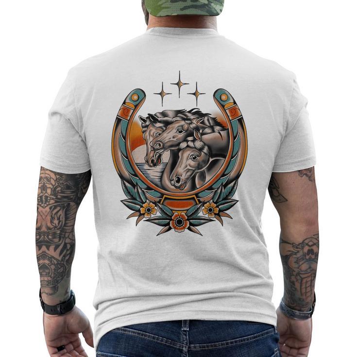 Pharaoh's Horses Vintage Traditional Tattoo Artist Flash Ink Men's T-shirt Back Print