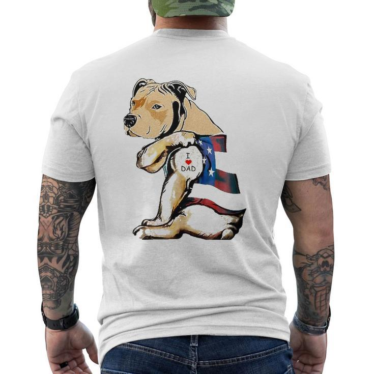 Pitbull Dog Tattoo I Love Dad Mens Back Print T-shirt