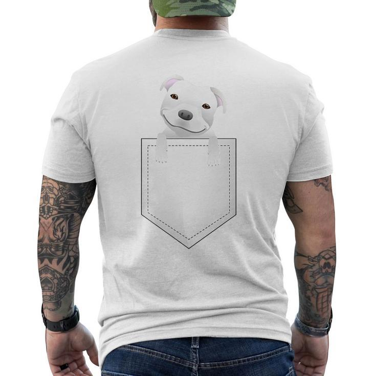 Pocket Pitbull White Puppy Cute Men's T-shirt Back Print