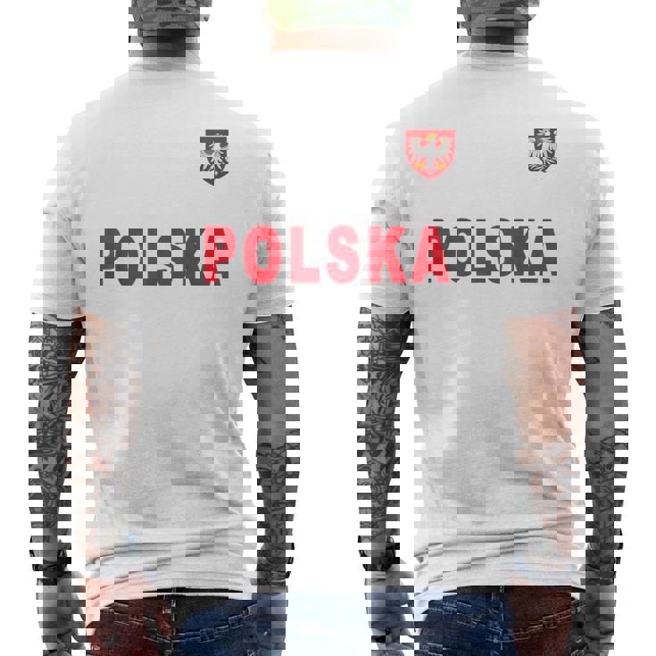 Polska De Texto Rojo Nacional Polaco Camiseta Hombre Estampado Espalda