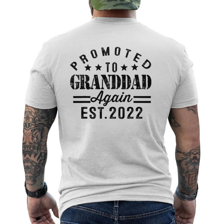 Promoted To Granddad Again Est 2022 Pregnancy Mens Back Print T-shirt