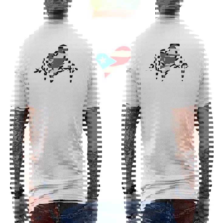 Puerto Rico Flag Heartbeat Puerto Rican Boricua Hispanic Men's T-shirt Back Print