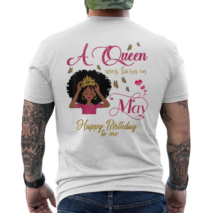 A Queen Was Born In May Black Queen Men's T-shirt Back Print