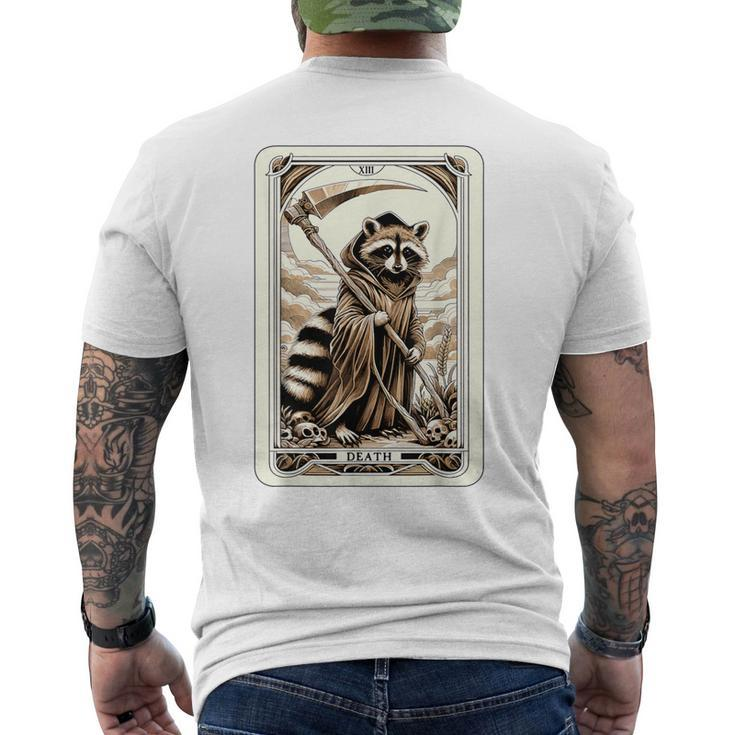 Raccoon Tarot Card Death Witchcraft Occult Raccoon Men's T-shirt Back Print