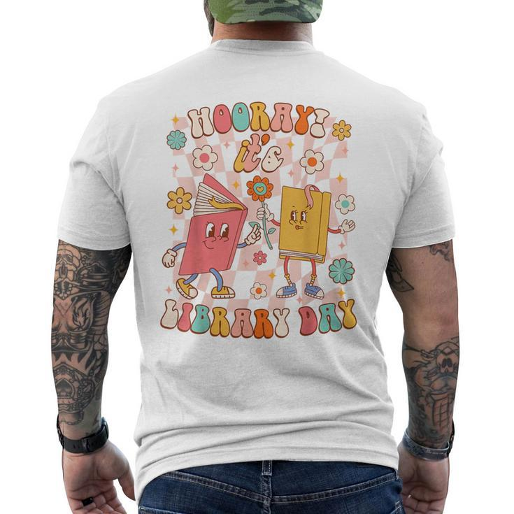Reading Book Lover School Librarian Hooray It's Library Day Men's T-shirt Back Print