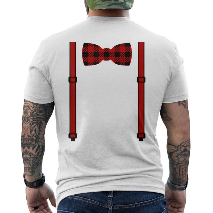 Red Buffalo Plaid Bow Tie And Suspenders Men's T-shirt Back Print