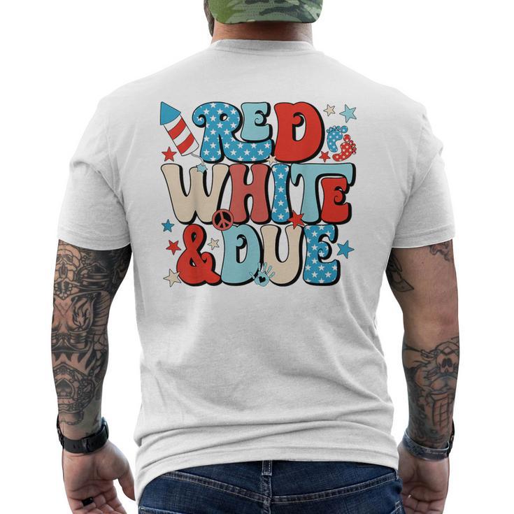 Red White And Due Retro Cute 4Th Of July Pregnancy Patriotic Men's T-shirt Back Print