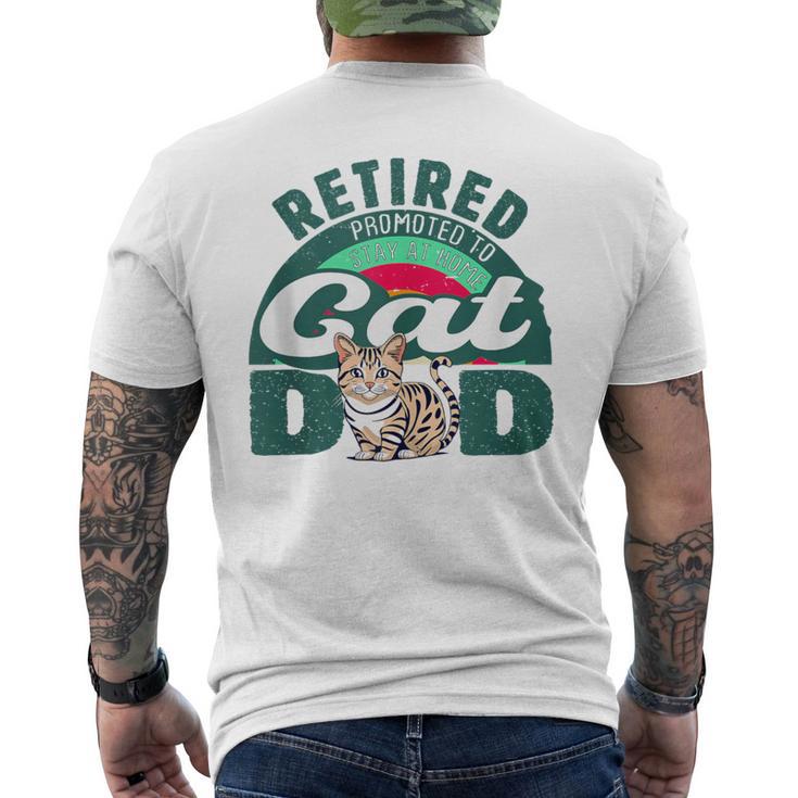 Retired Promoted To Stay At Home Cat Dad Retired Cats Owner Men's T-shirt Back Print