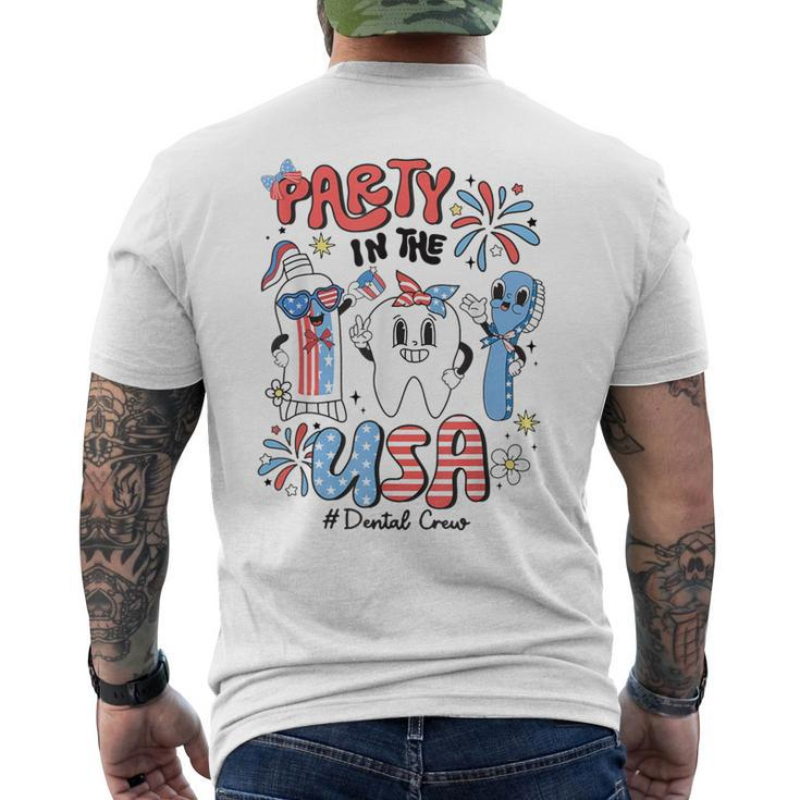 Retro 4Th Of July Dental Squad Party In The Usa Dentist Men's T-shirt Back Print