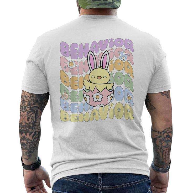 Retro Bcba Easter Chick Behavior Analyst Aba Rbt Behaviorist Men's T-shirt Back Print