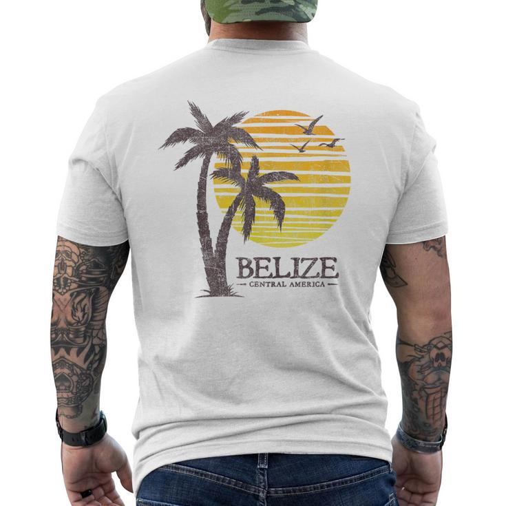 Retro Belize Souvenir Vintage Sunset Womens Men's T-shirt Back Print
