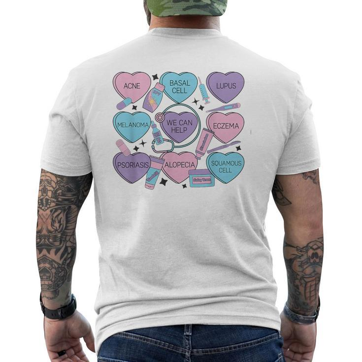 Retro Dermatology Valentine's Day Heart Candy Dermatologist Men's T-shirt Back Print