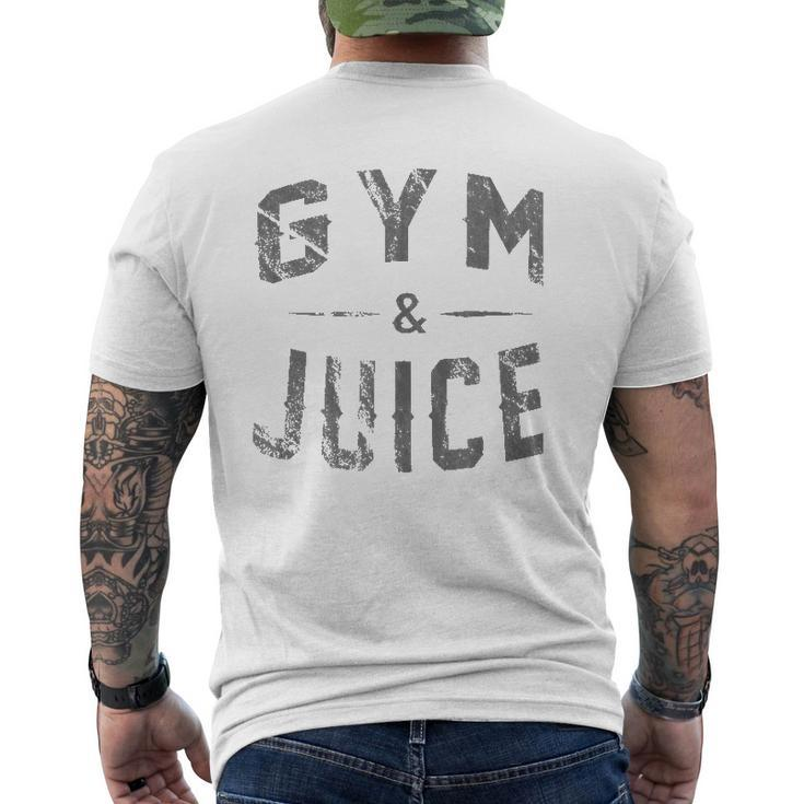 Retro Gym & Juice Punny Body Builder Mens Back Print T-shirt