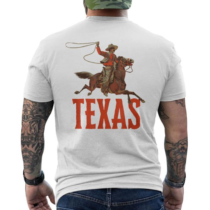 Retro Roping Cowboy & Bronco Texas Men's T-shirt Back Print