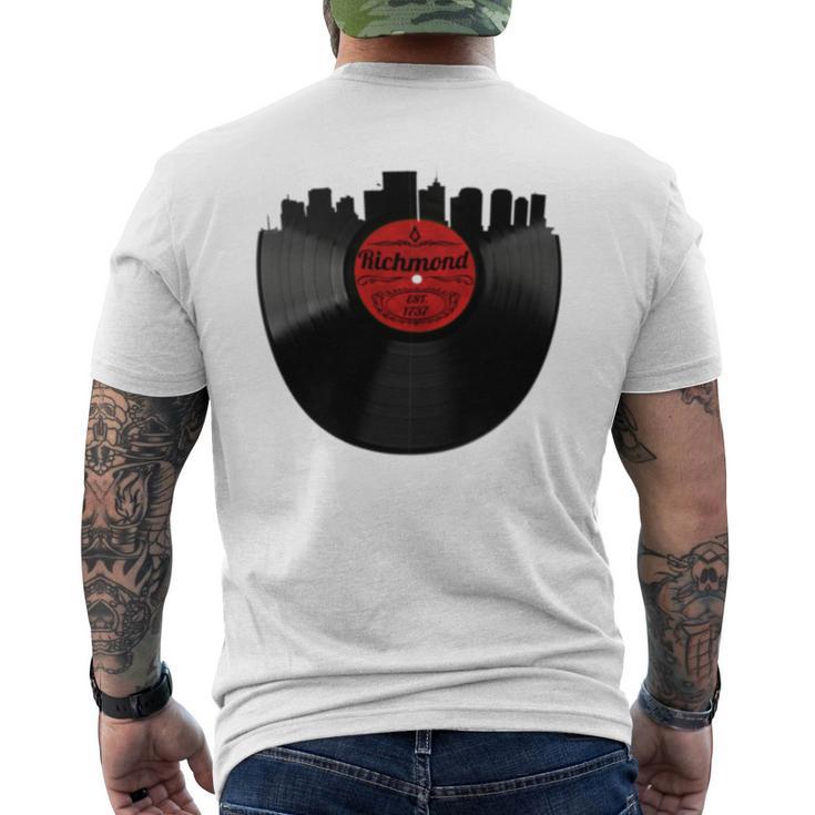 Richmond Virginia Vintage Skyline Vinyl Record Men's T-shirt Back Print