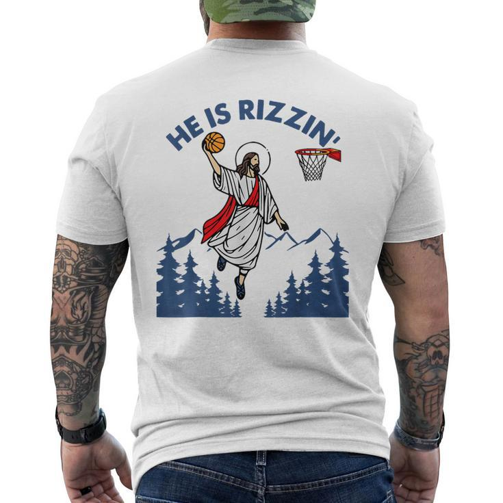 He Is Rizzin Jesus Basketball Easter Religious Men's T-shirt Back Print