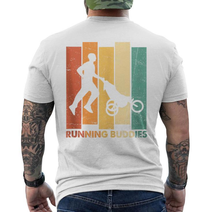 Running Buddies Buggy Baby Stroller Dad Vintage Runner Men's T-shirt Back Print
