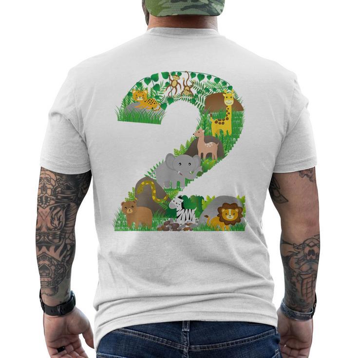 Safari Jungle Zoo Animals Second Birthday Number 2 Men's T-shirt Back Print