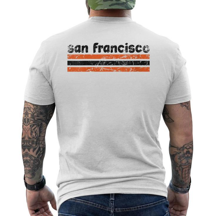 San Francisco California Three Stripe Vintage Weathered Men's T-shirt Back Print