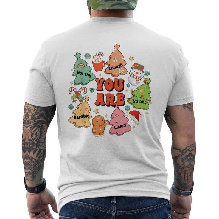 School Counselor You Are Snowman Christmas Tree Gingerbread Men's T-shirt Back Print