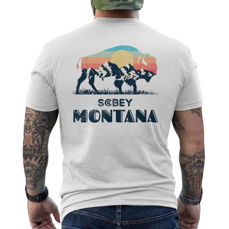 Scobey Montana Vintage Hiking Bison Nature Men's T-shirt Back Print
