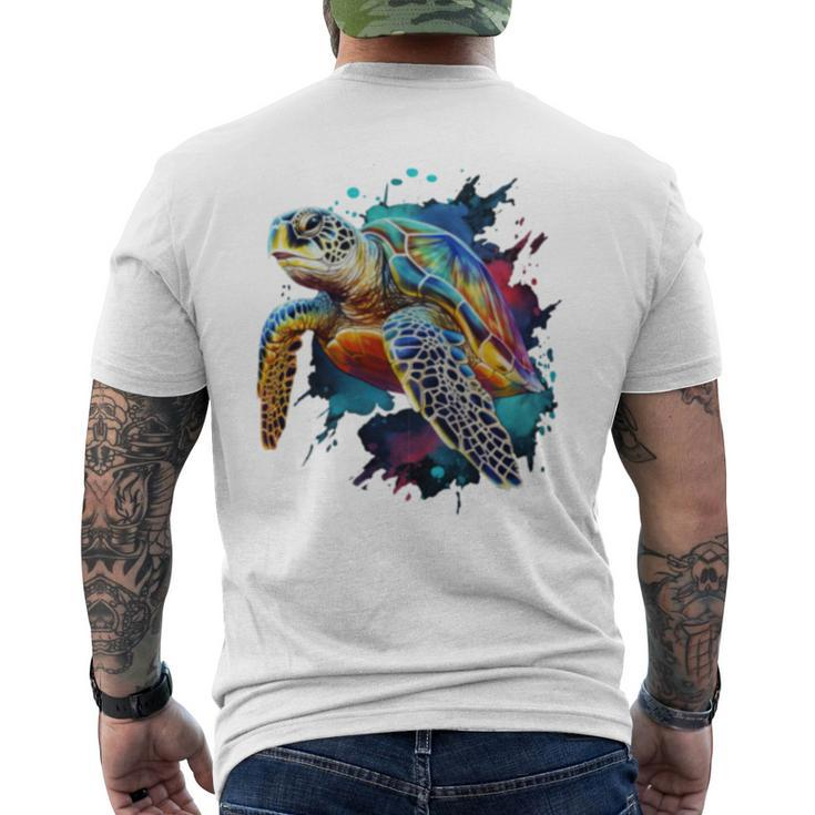 Sea Turtle Watercolor Graphic Men's T-shirt Back Print