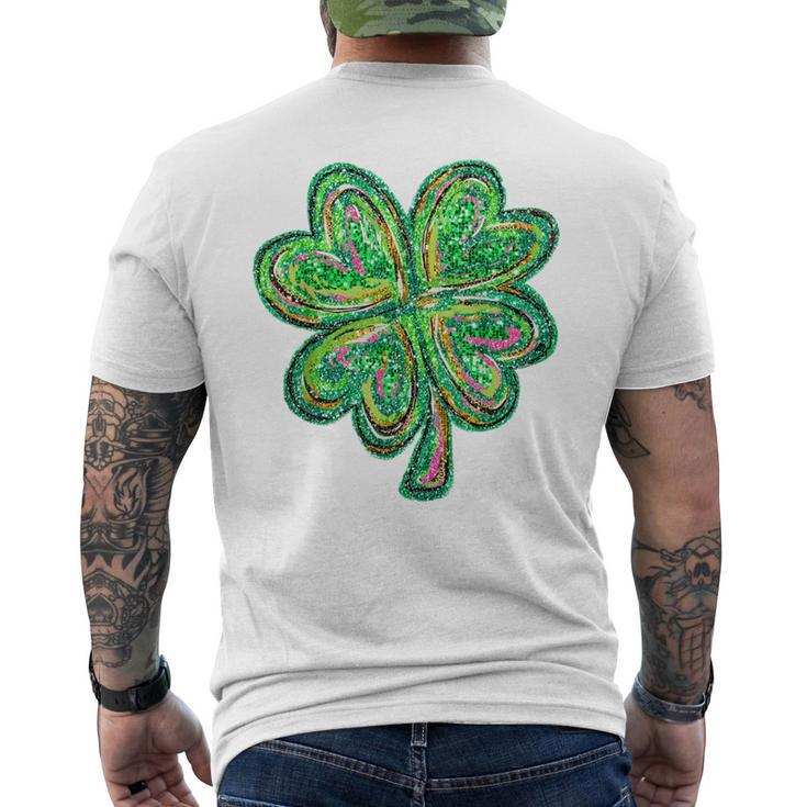 Shamrock Sequin Effect St Patrick's Day Four Leaf Clover Men's T-shirt Back Print