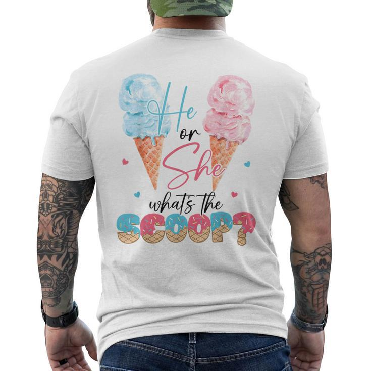 He Or She What's The Scoop Ice Cream Gender Reveal Party Men's T-shirt Back Print