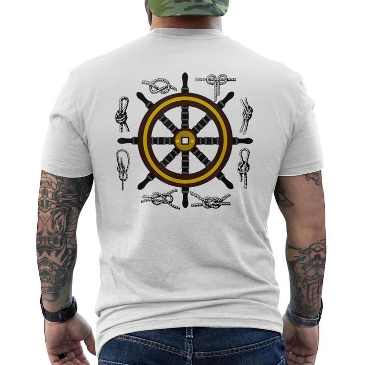 Ships Wheel & Rope Knots Sailors Nautical Yachting Men's T-shirt Back Print