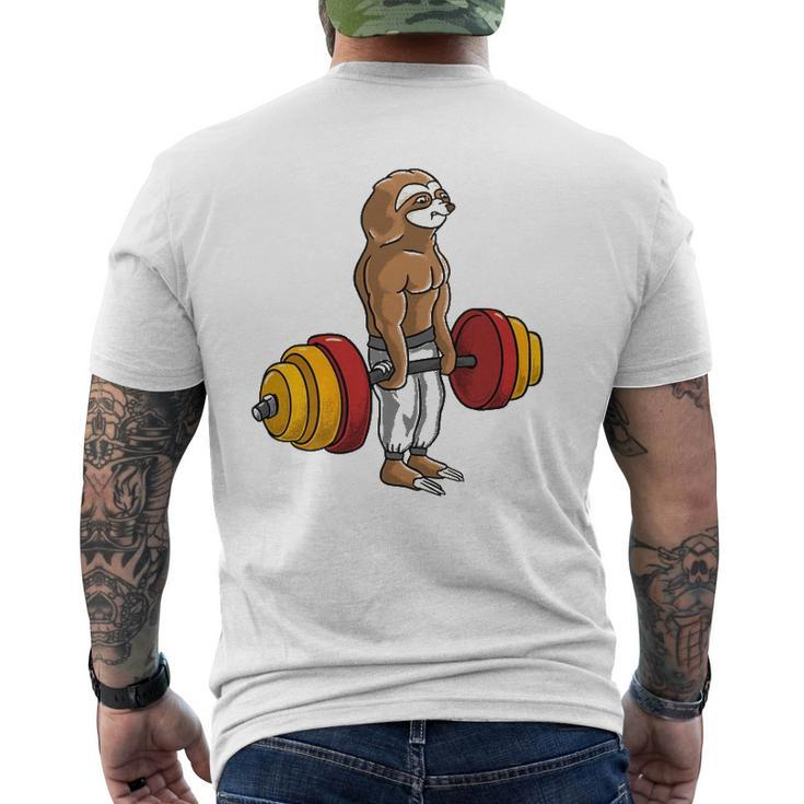 Sloth Deadlift Lazy Fitness Bodybuilder Animal Mens Back Print T-shirt