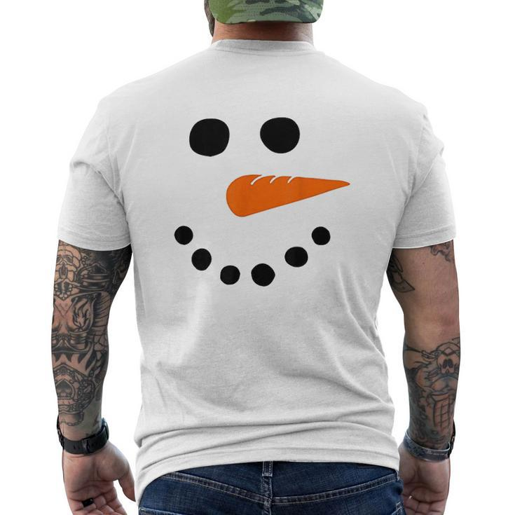 Snowman Face Carrot Nose Christmas Mens Back Print T-shirt