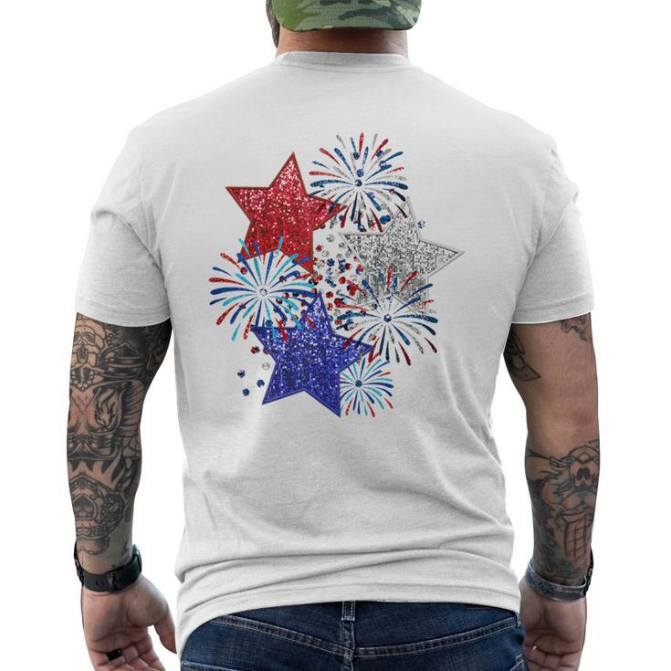 Sparkly 4Th Of July Fireworks Stars Cute 4Th Of July Men's T-shirt Back Print