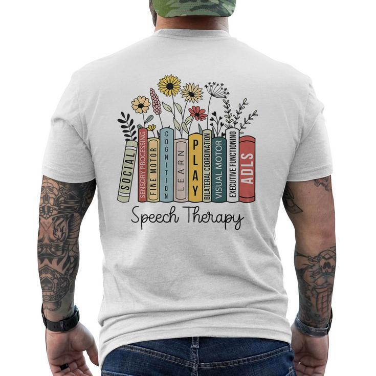 Speech Therapy Wildflowers Slp Speech Language Pathologist Men's T-shirt Back Print