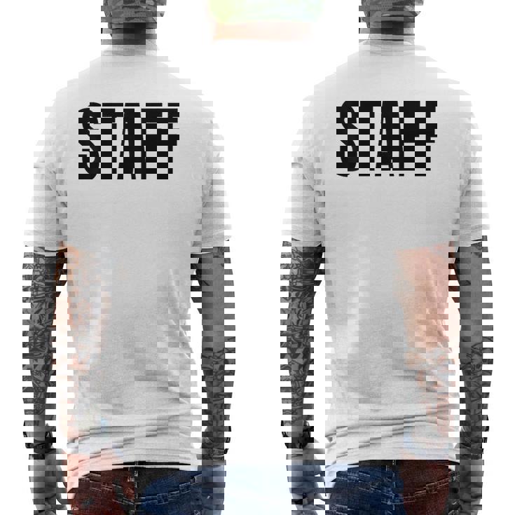Staff Atrás Negro Texto Uniforme Para Adultos Blanco Camiseta Hombre Estampado Espalda