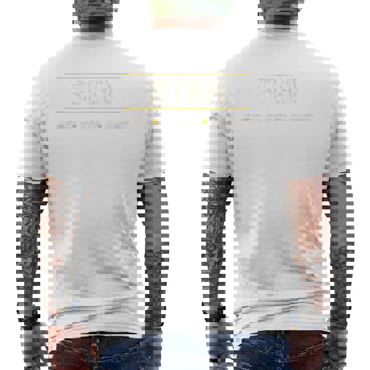 Stan The Man The Myth The Legend Boys Name Men's T-shirt Back Print